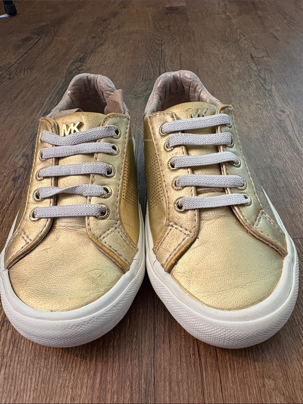 Michael Kors Kids Metallic Gold Low-Top Lace Sneakers